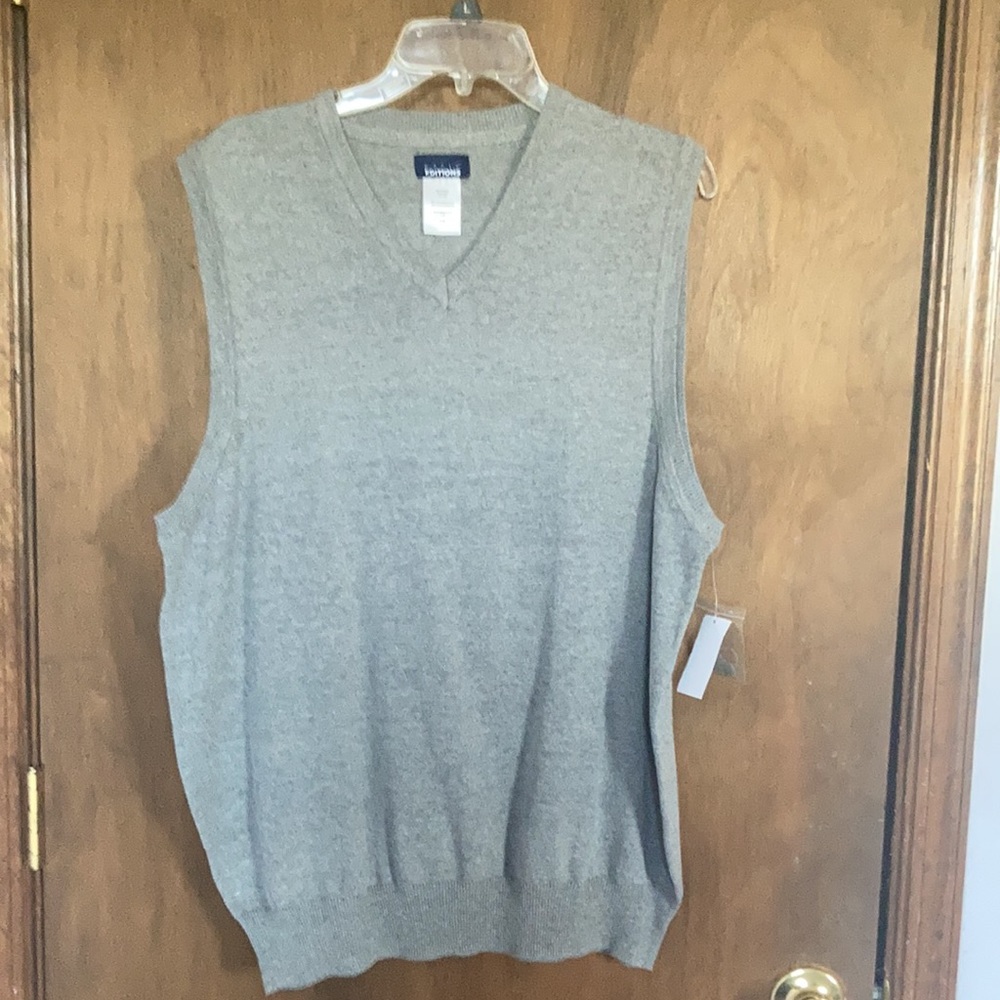Basic editions heathered gray pullover lightweight sweater vest - Picture 6 of 16